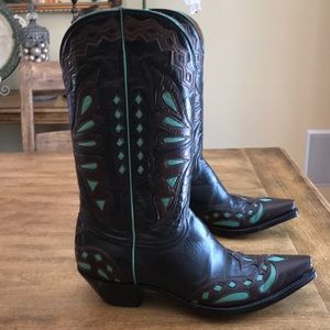 Old Gringo Inlayed Leather Cowboy Boots Size 9